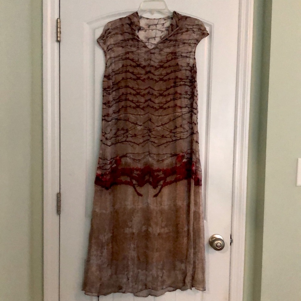 Adorealia 2 piece Midi Dress. Large, tan, light brown,